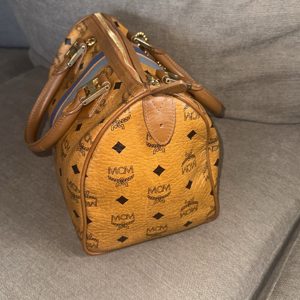 MCM Cognac Boston Bag with Dog Bone Charms - Picture 4 of 11